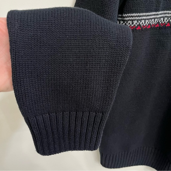 Chaps Sweater Men’s Large Black Fair Isle Deer Skull  Sweater Quarter Zip - Picture 5 of 6